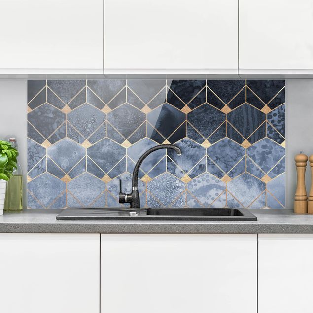 køkken dekorationer Blue Geometry Golden Art Deco