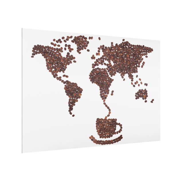 Glas Spritzschutz - Kaffee um die Welt - Querformat - 4:3
