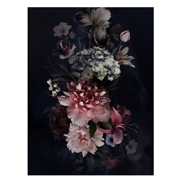 Magnettavler blomster Flowers With Fog On Black