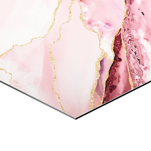 Billeder Uta Naumann Abstract Mountains Pink With Golden Lines