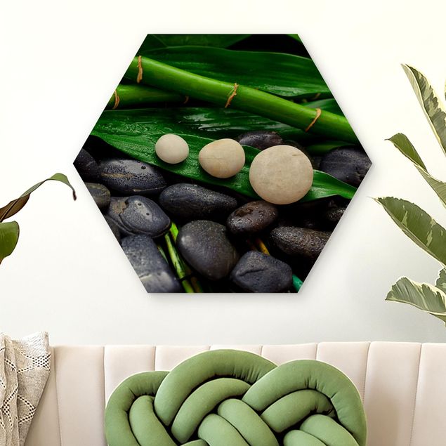 køkken dekorationer Green Bamboo With Zen Stones
