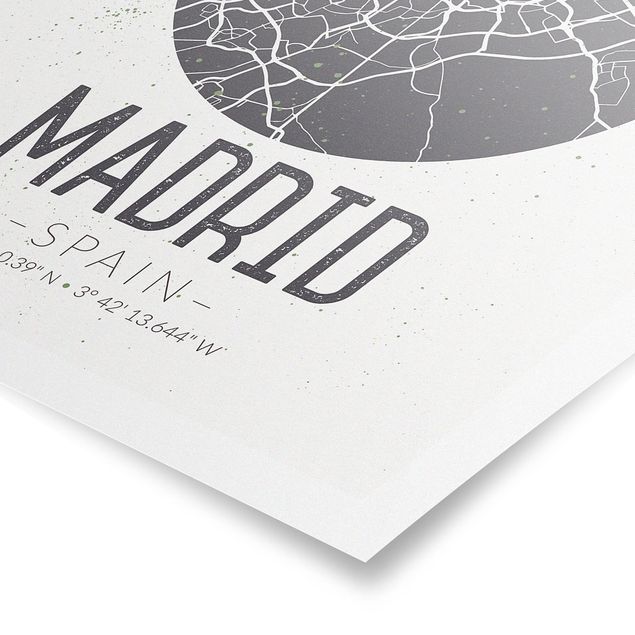 Billeder grå Madrid City Map - Retro