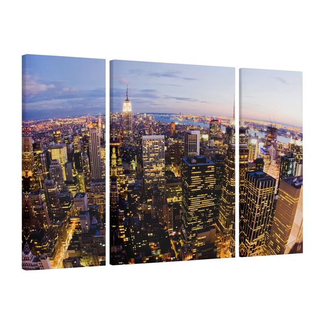 Billeder på lærred solnedgange New York Skyline At Night