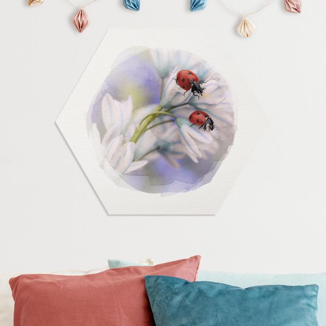 Billeder blomster Water Colours - Ladybug Couple