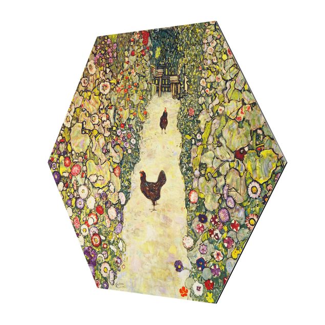 Billeder kunsttryk Gustav Klimt - Garden Path with Hens