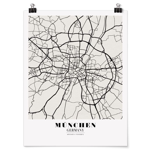 Plakater verdenskort Munich City Map - Classic