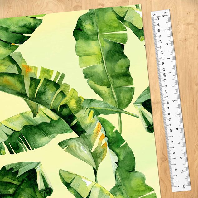 Selvklæbende folier grøn Banana Leaves Watercolour