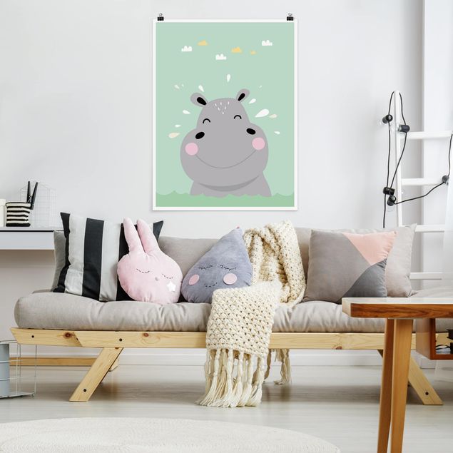 Plakater dyr The Happiest Hippo