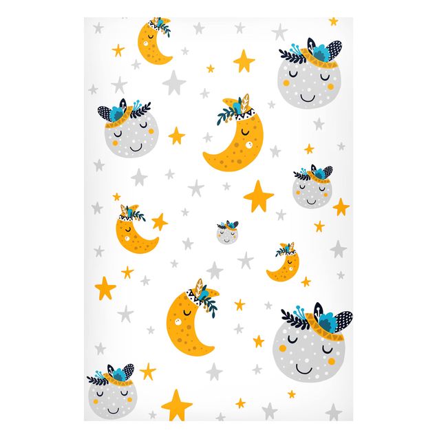Billeder indianere Sleaping Friends Moon And Stars With Frame