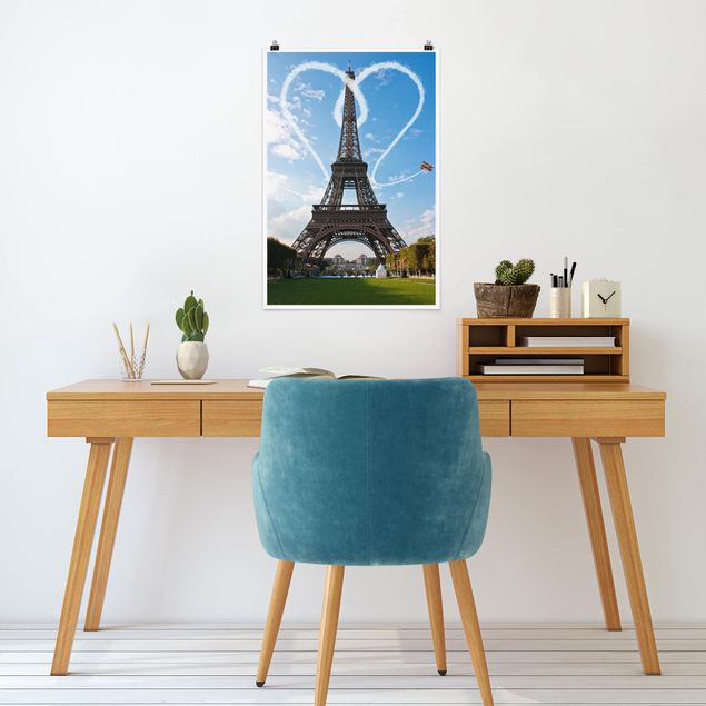 Plakater arkitektur og skyline Paris - City Of Love
