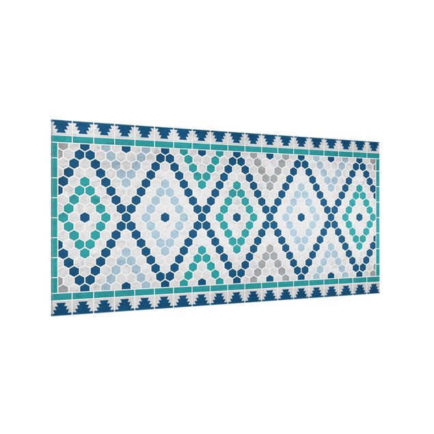 Stænkplader glas Moroccan tile pattern turquoise blue