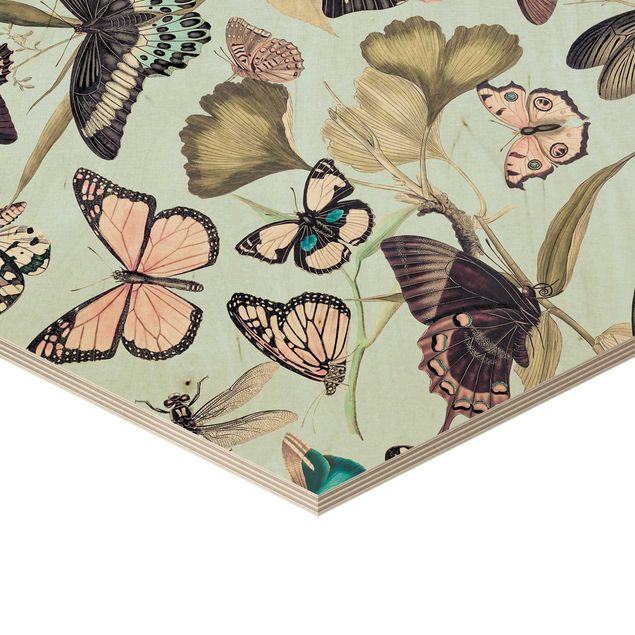 Billeder Vintage Collage - Butterflies And Dragonflies
