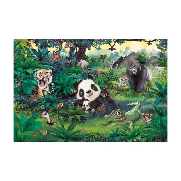 farverige tæpper Animal Club International - Jungle With Animals