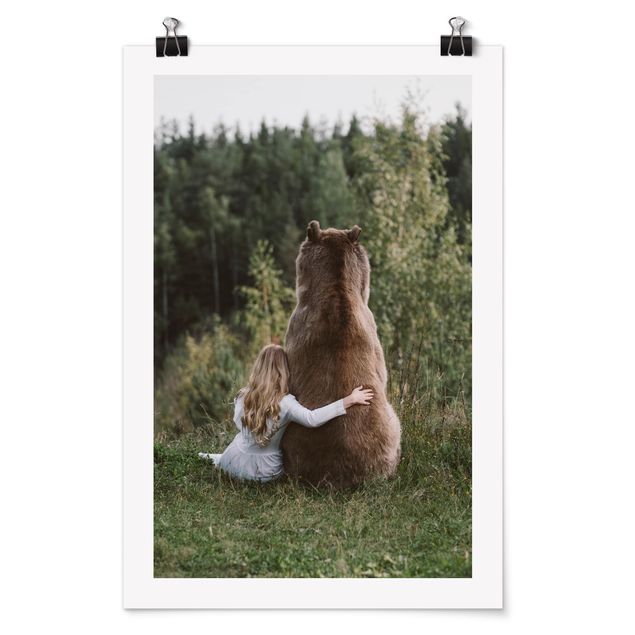 Billeder portræt Girl With Brown Bear