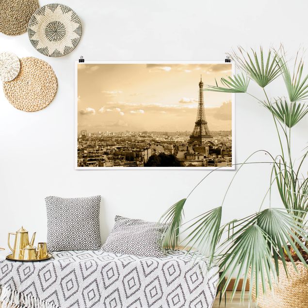 Plakater arkitektur og skyline I love Paris