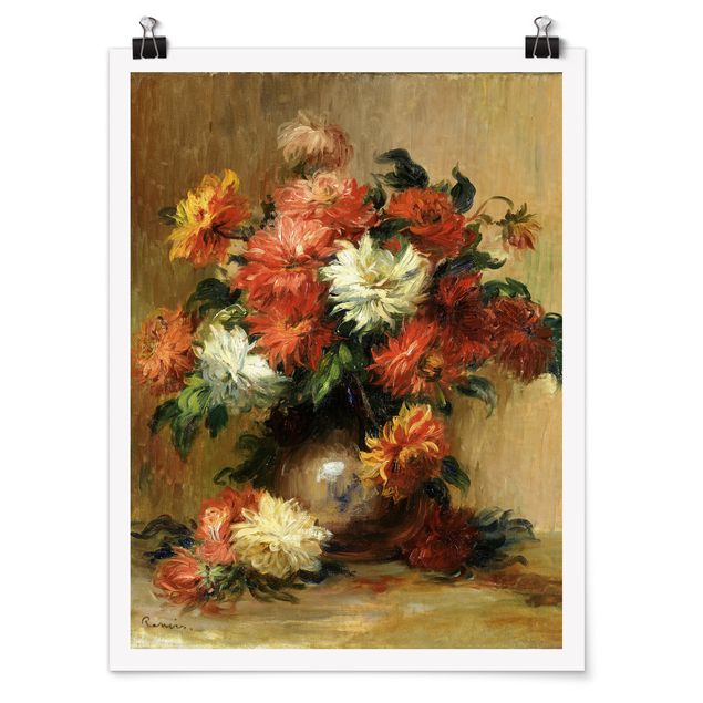 Plakater blomster Auguste Renoir - Still Life with Dahlias