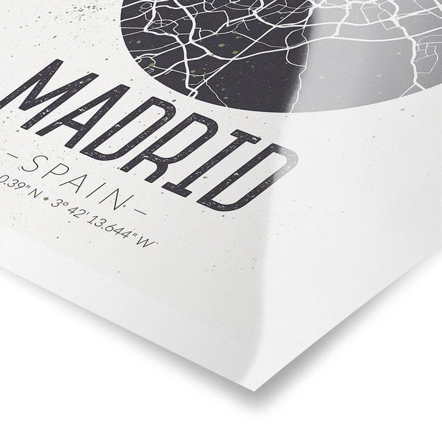 Billeder sort og hvid Madrid City Map - Retro