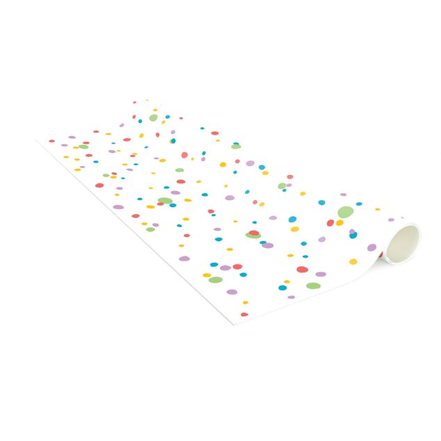 Hvidt tæppe Drawn Little Dots Colourful