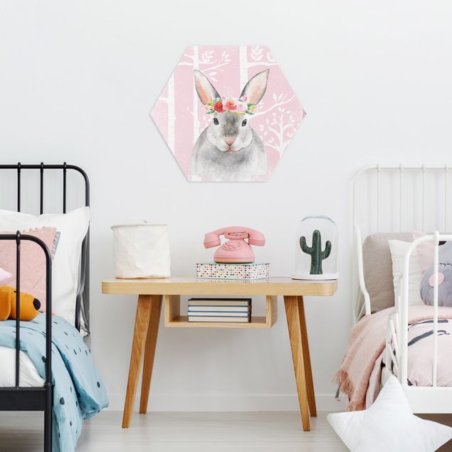 Billeder moderne Watercolor Bunny Pink