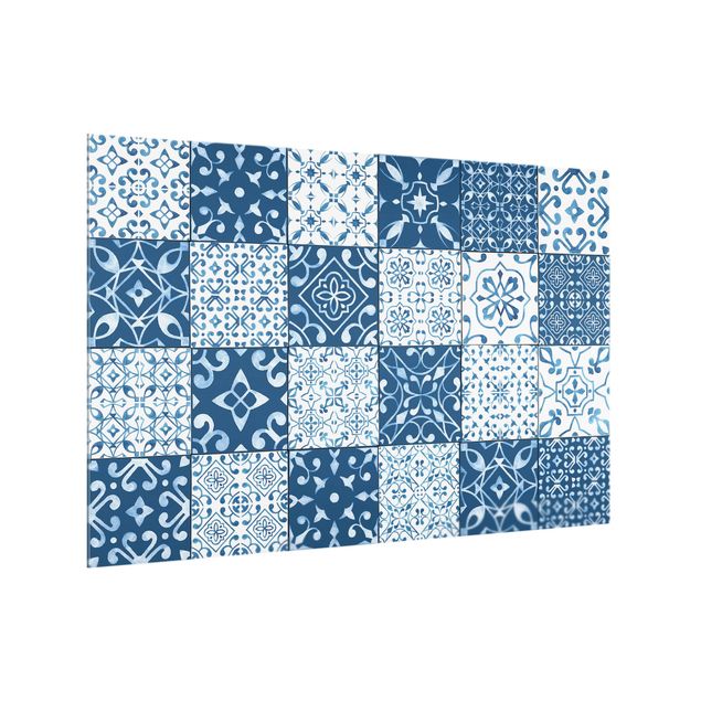 Stænkplader glas Tile Pattern Mix Blue White