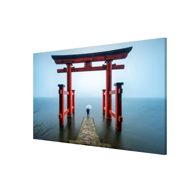 Billeder landskaber Red Torii At Lake Ashi