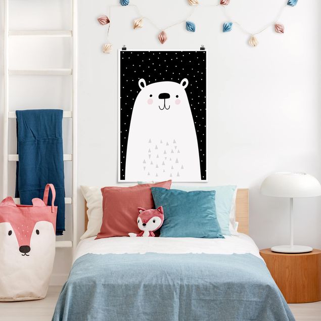 Plakater sort og hvid Zoo With Patterns - Polar Bear