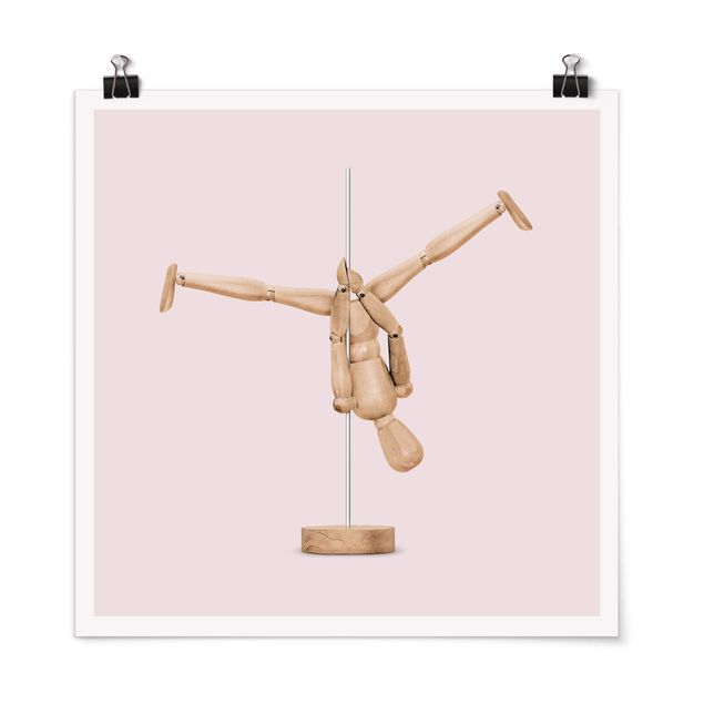 Plakater abstrakt Pole Dance With Wooden Figure