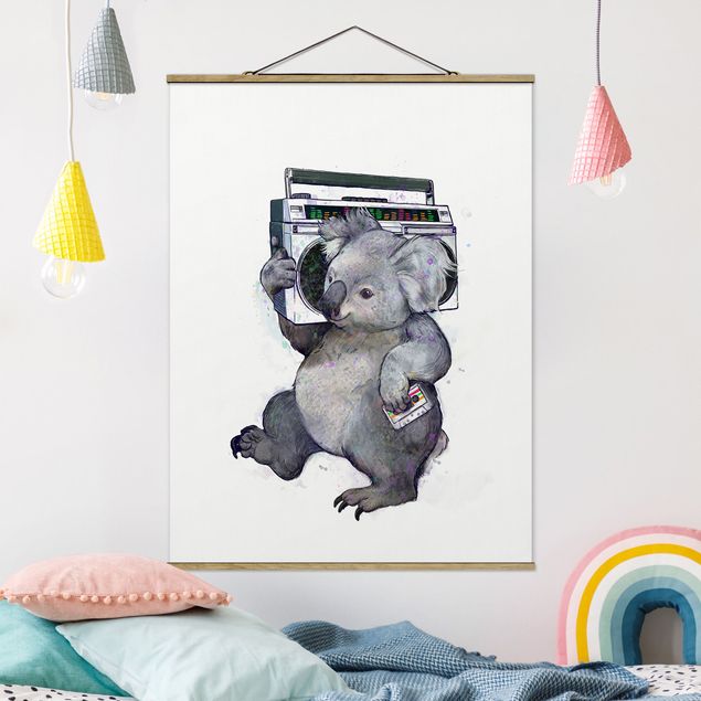 køkken dekorationer Illustration Koala With Radio Painting