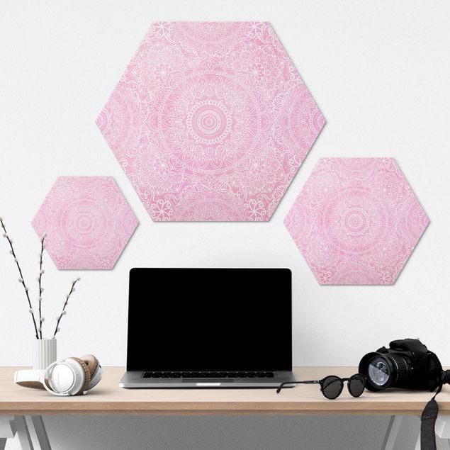Sekskantede billeder Pattern Mandala Light Pink