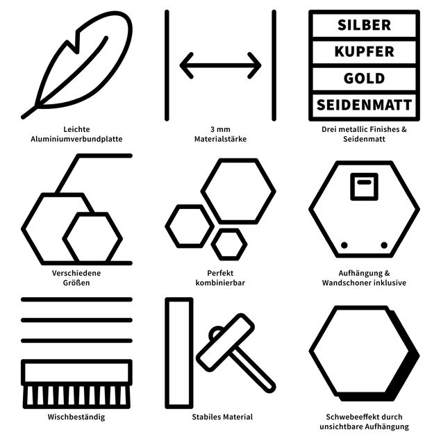 Hexagon Bild Alu-Dibond 4-teilig - Tiere mit Weisheit Set I
