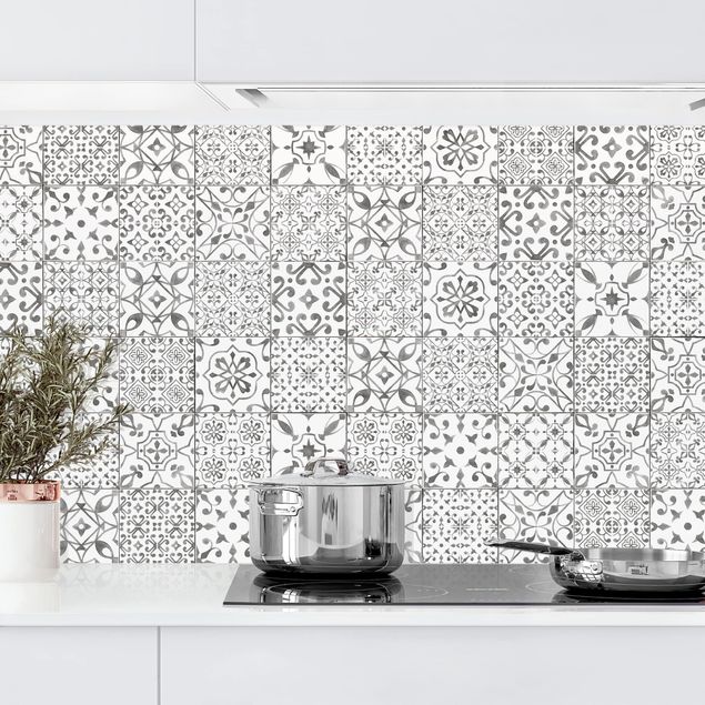 køkken dekorationer Patterned Tiles Gray White