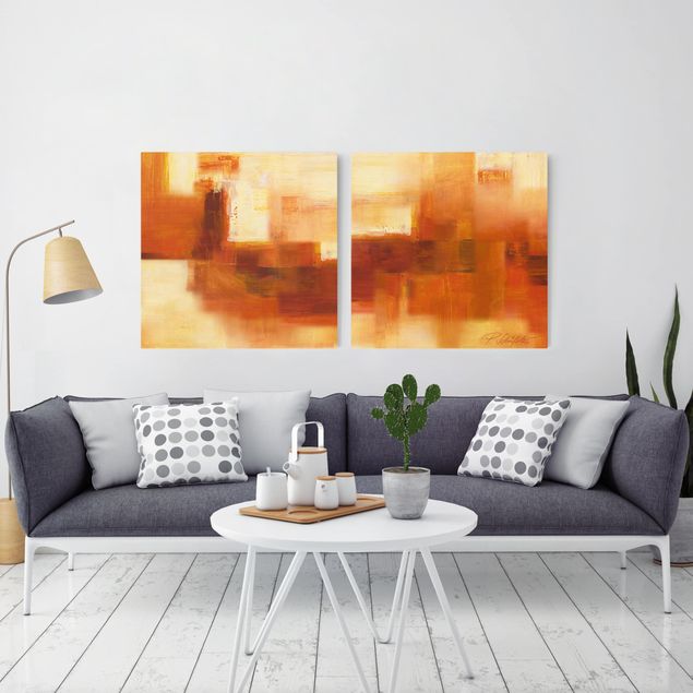Billeder kunsttryk Composition In Orange And Brown