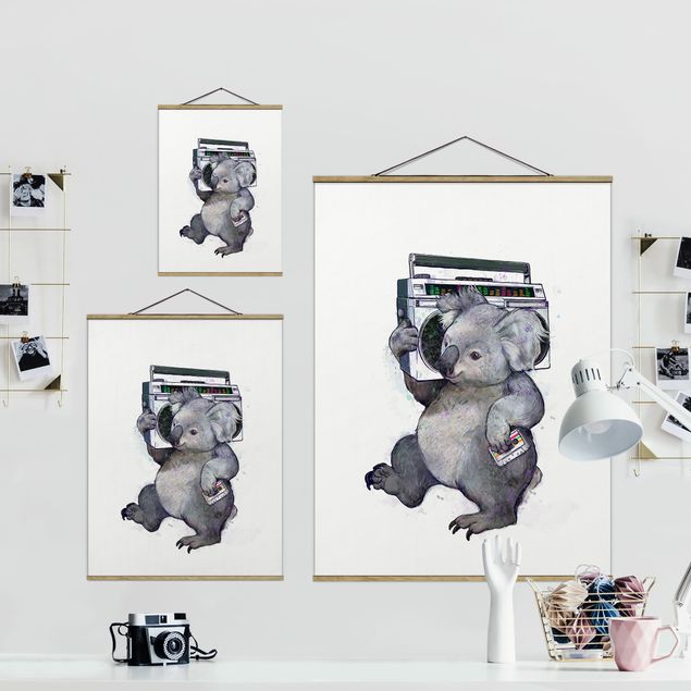 Billeder dyr Illustration Koala With Radio Painting