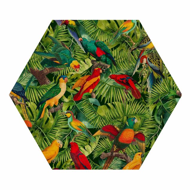 Billeder blomster Colorful Collage - Parrot In The Jungle