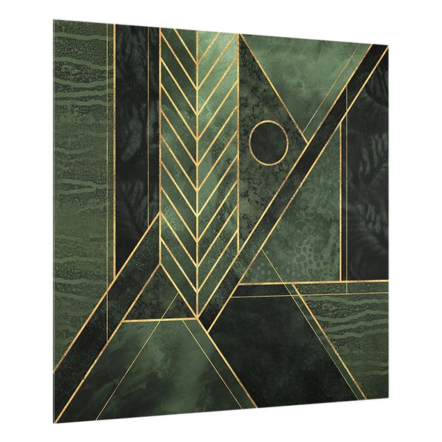 Stænkplader glas Geometric Shapes Emerald Gold