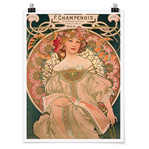 Plakater blomster Alfons Mucha - Poster For F. Champenois