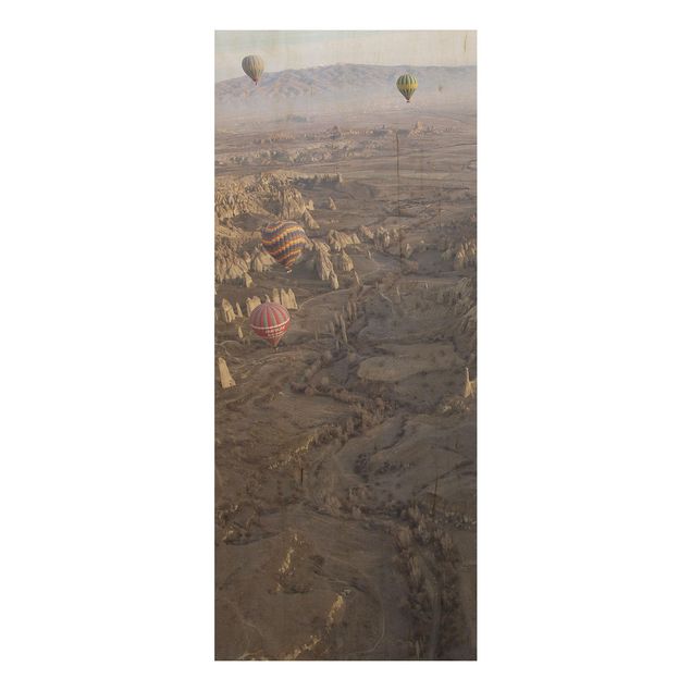 Prints på træ landskaber Hot Air Balloons Over Anatolia