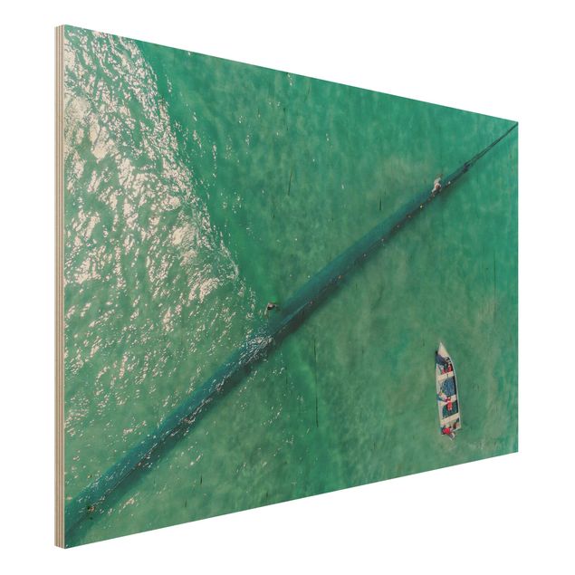 Prints på træ landskaber Aerial View - Fishermen