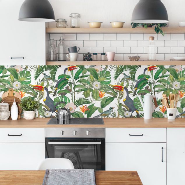 Billeder Andrea Haase Tropical Toucan With Monstera And Palm Leaves