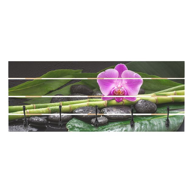 Knagerækker grøn Green Bamboo With Orchid Flower