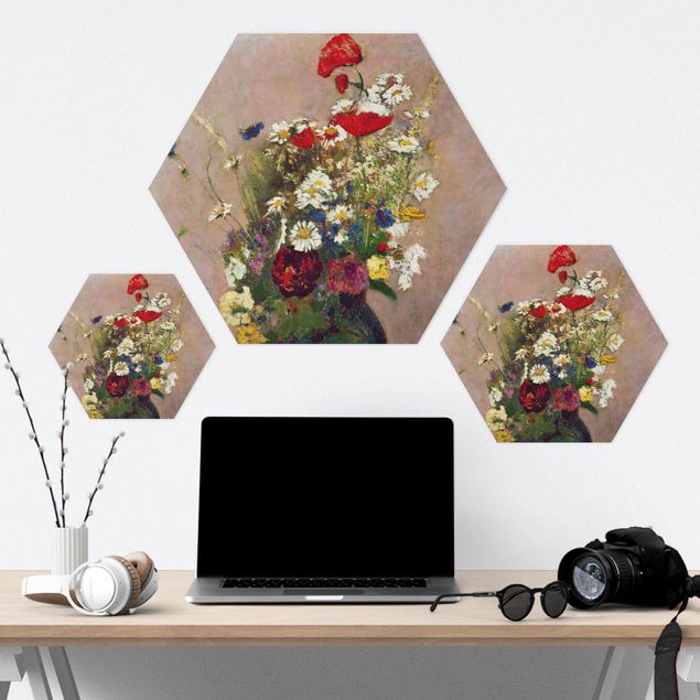Kunsttryk Odilon Redon - Flower Vase with Poppies