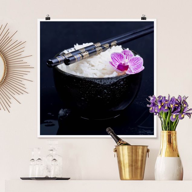 køkken dekorationer Rice Bowl With Orchid
