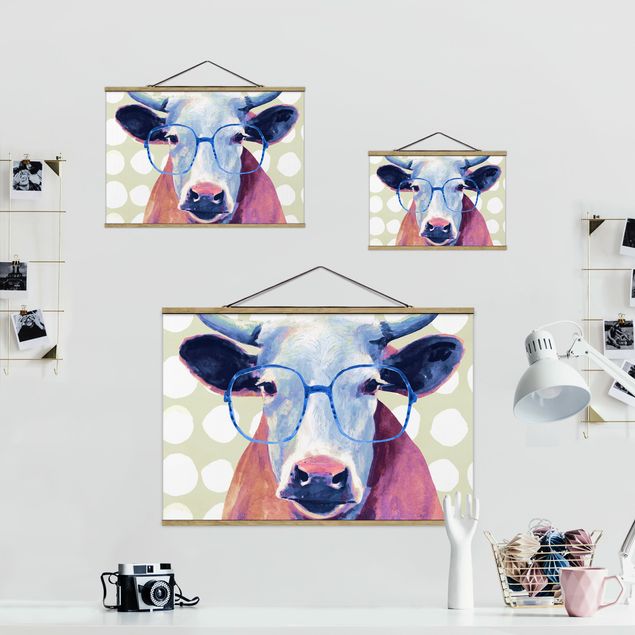 Stofbilleder Animals With Glasses - Cow