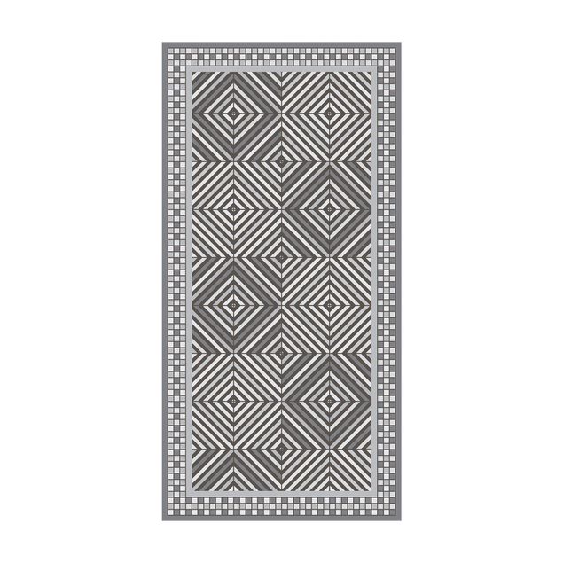 Moderne tæpper Geometrical Tiles Vortex Grey With Narrow Mosaic Frame