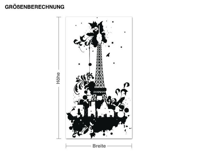 Wallstickers metropolises Eiffel Tower with tendrils design