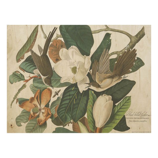 Prints på træ blomster Vintage Board Cuckoo