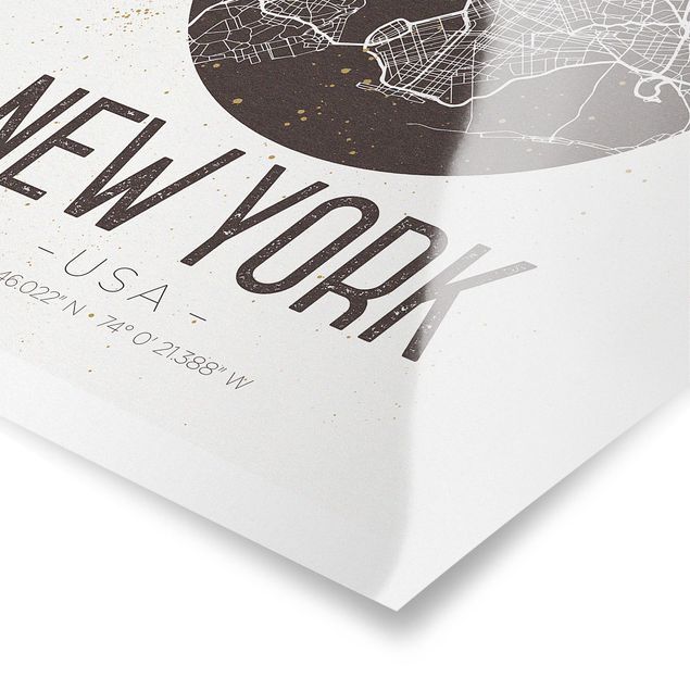 Billeder brun New York City Map - Retro