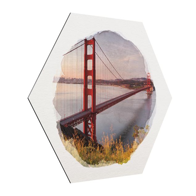 Billeder Rainer Mirau WaterColours - Golden Gate Bridge In San Francisco
