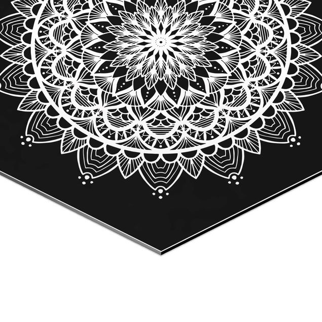 Sekskantede billeder Mandala Illustration Shabby Set Black White