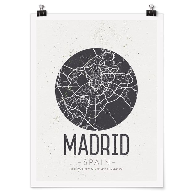 Plakater ordsprog Madrid City Map - Retro